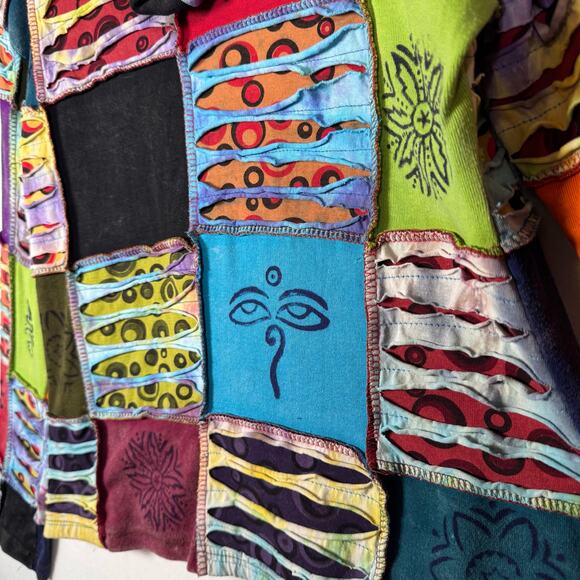 All That Jazz Cut Out Patchwork Full Zip Hoodie Boho Women's XL Hippie Festival - Picture 6 of 10